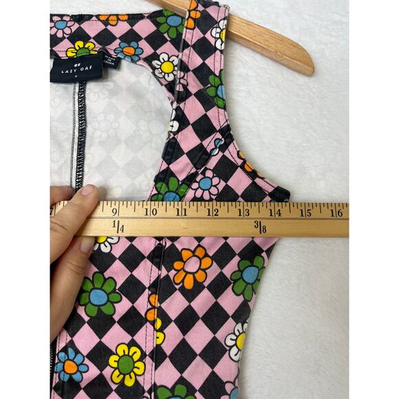 Lazy Oaf Retro Daisy Dress Checker Pink Zip Up size UK6/US2 Groovy Maximalist - Picture 8 of 11